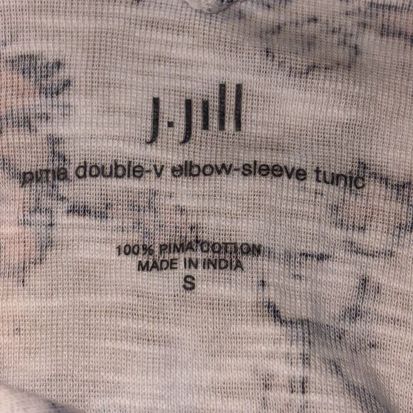 J. Jill Top T-Shirt Pima Double V-Neck Elbow Sleeve Tunic Side Vents Size S - Picture 2 of 6